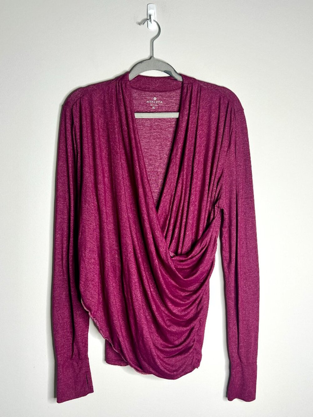 Athleta Uptempo Faux Wrap Top Soft Athleisure Balletcore Drapey Flowy Sz XL